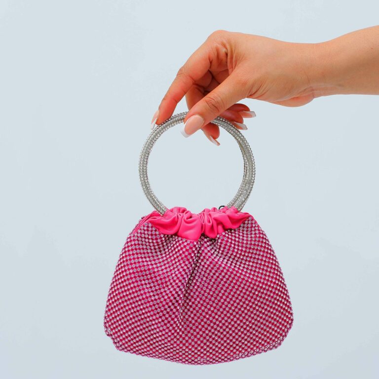 urbanvibes london Diamante O Ring Handle Bag pink